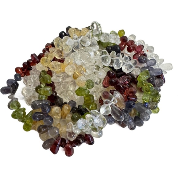 Handmade Jewelry - Natural Multi Gemstone Tear Drops Briolette Beaded Necklace 6-10 MM 38 Inch